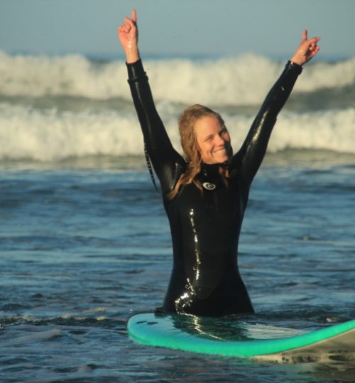 surf student at surf school in galicia spain
